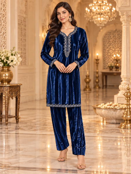 Velvet Embroidered Co-ord Set