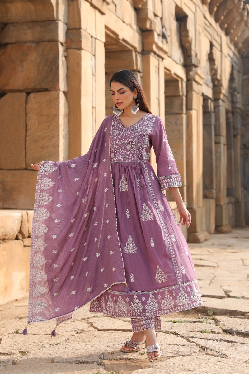 Elegant Cotton Kurta Set with Handcrafted Embroidery