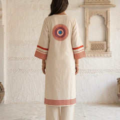 Mulson Ivory Plum Geometric Suit Set