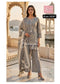 Charcoal Grey Printed Cotton Suit Set with Dupatta for Women | Ethnic Kurta Palazzo Set