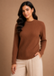 Women’s Chocolate Brown Ribbed Knit Round Neck Sweater