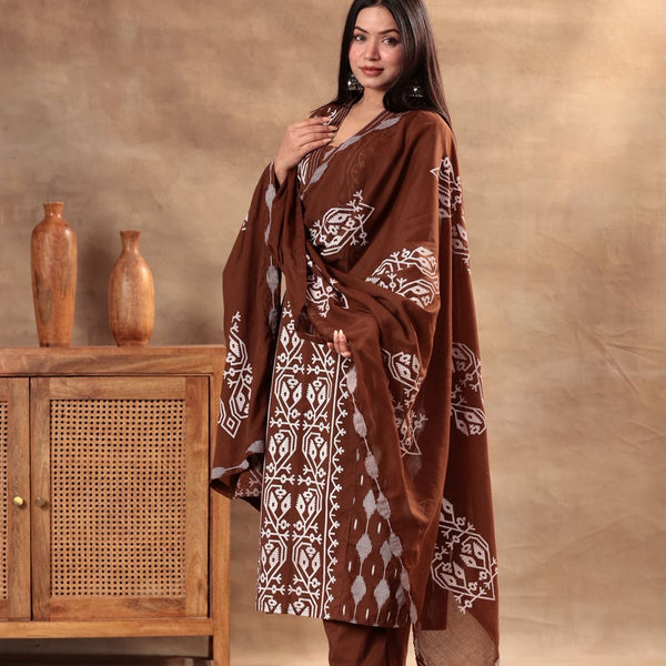 Earthy Cocoa Elegance , olive heritage , Royal plum Suit Set.