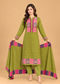 Olive Green Patchwork Embroidered Winter Kurta Pant Dupatta Set