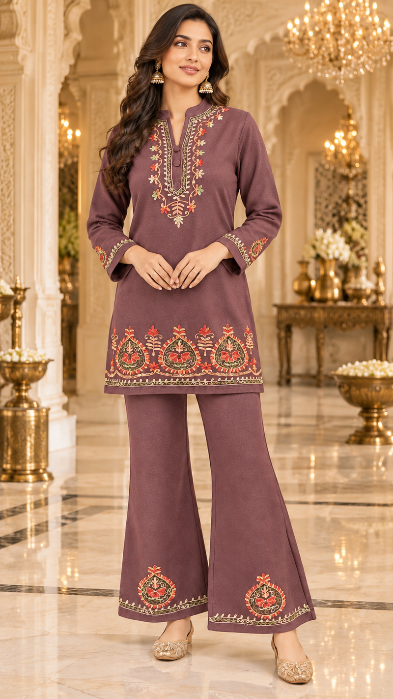 Wollen Embroidered Kurta Palazzo Set