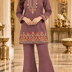 Wollen Embroidered Kurta Palazzo Set