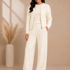 Blush Pink Cable Knit 3-Piece Co-ord Set