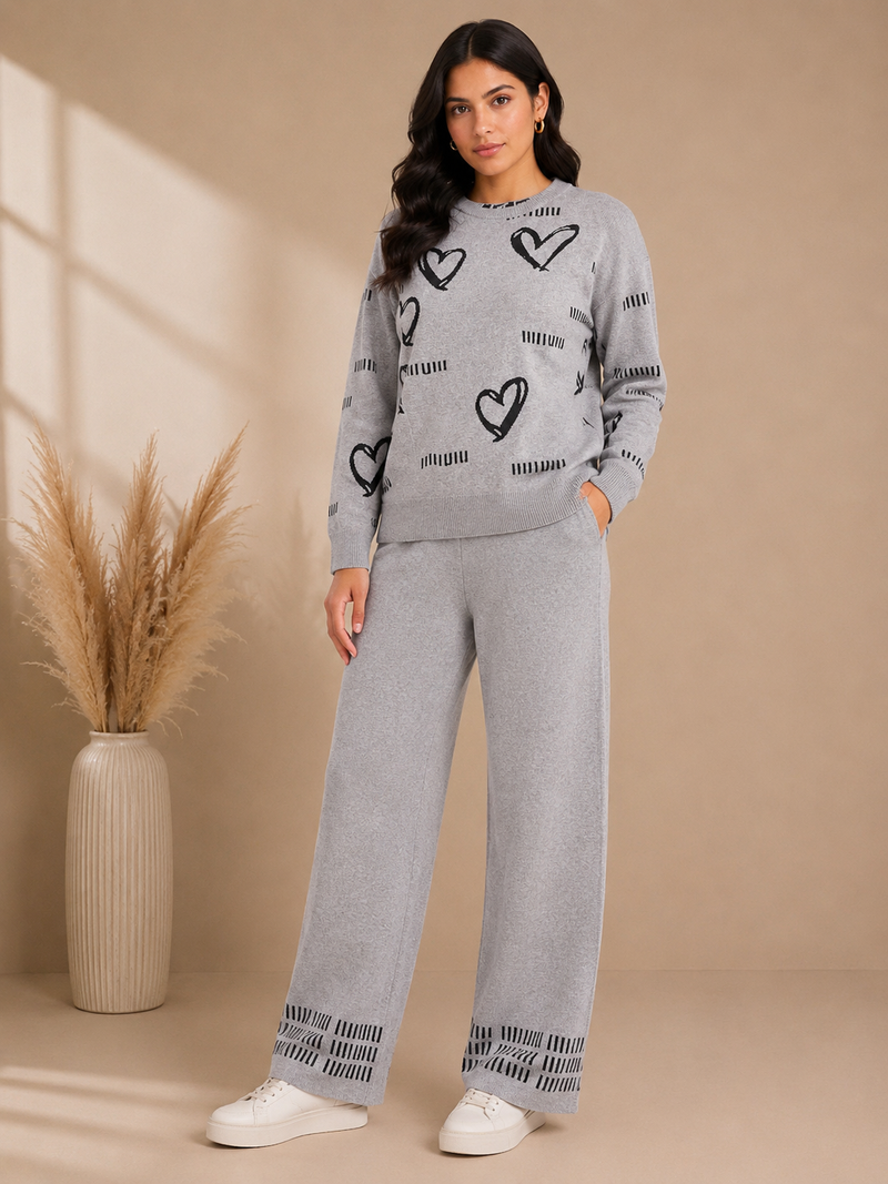 Blush Heart Graphic Knitted Co-ord Set