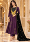 Royal Plum Mirror Work Anarkali Suit with Velvet Dupatta