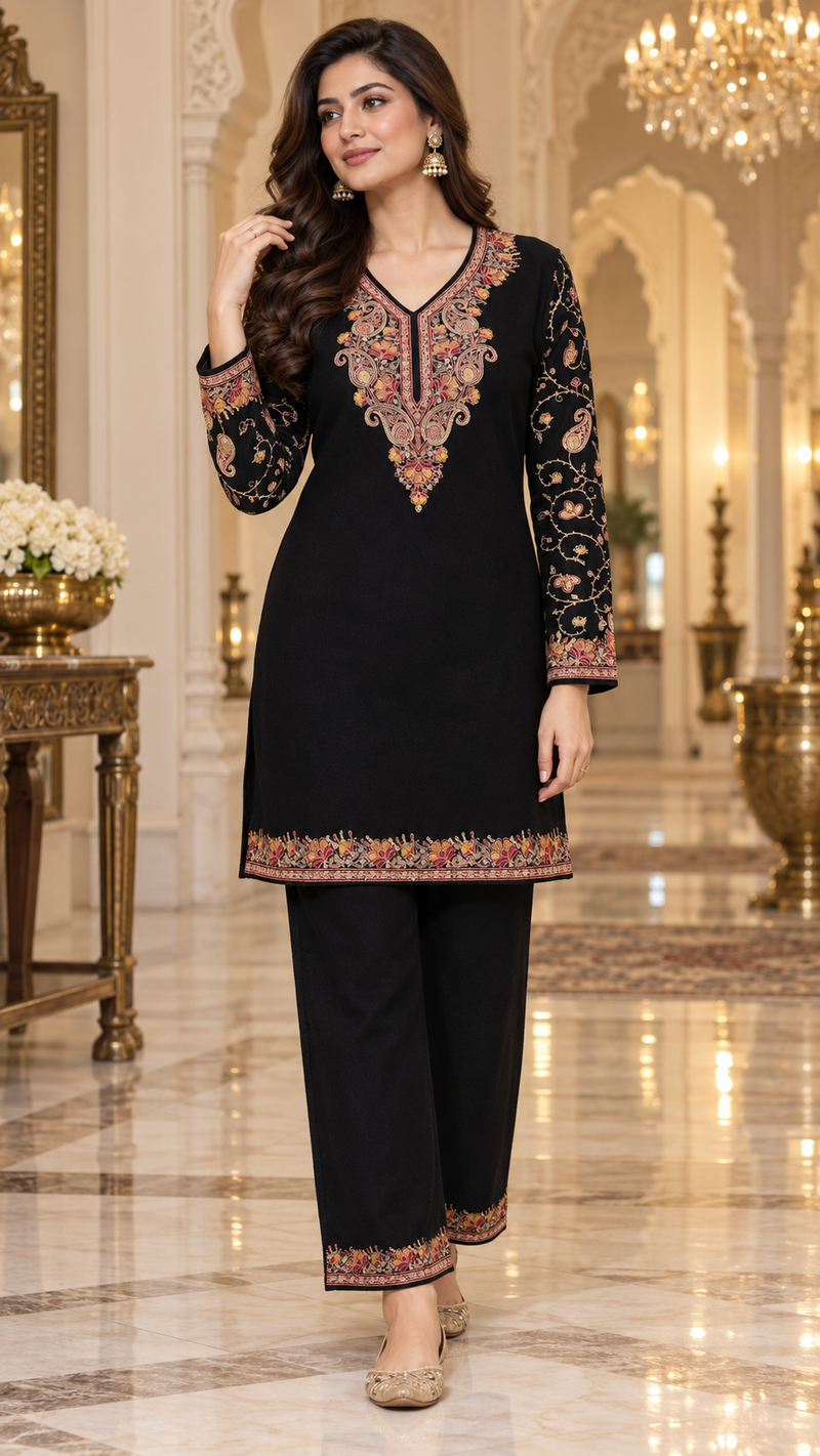 Noor Kashmiri Embroidered Woollen cordSet