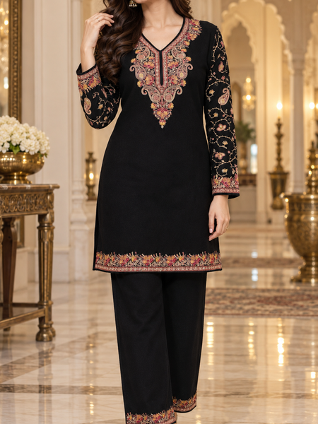 Noor Kashmiri Embroidered Woollen cordSet