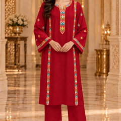 Geometric Embroidered Kurta Pant Chogha Set