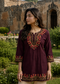 Bottle Green Multicolour Floral Embroidered Short Kurti for Women