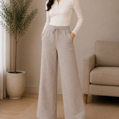 Mulson Diamond Knit Wide-Leg Lounge Pants – Mocha Brown