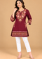 Multicolour Floral Embroidered Short Kurti for Women