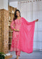 Premium Mul Chanderi Appliqué & Mirror Work Kurta Set with Dupatta