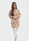Ivory Brown Printed Kurta with Cream Palazzo Set for Women | Elegant Cotton Ethnic Co-Ord Set