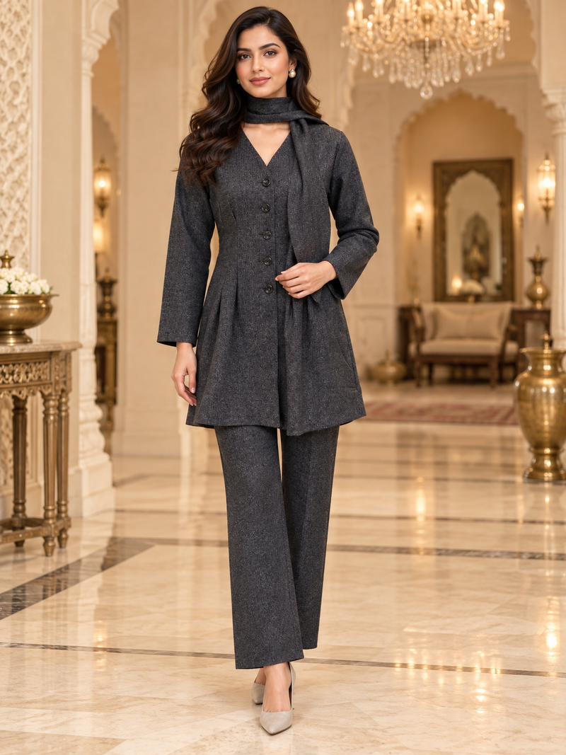 Tailored Winter Co-ord Set with Scarf