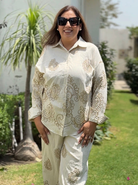 Paisley Embroidered Co-Ord Set for Women | Premium Cotton Casual Co-Ord Set | Mulson