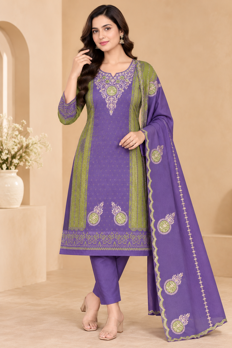 Blush Pink & Teal Embroidered Winter Kurta Pant Dupatta Set
