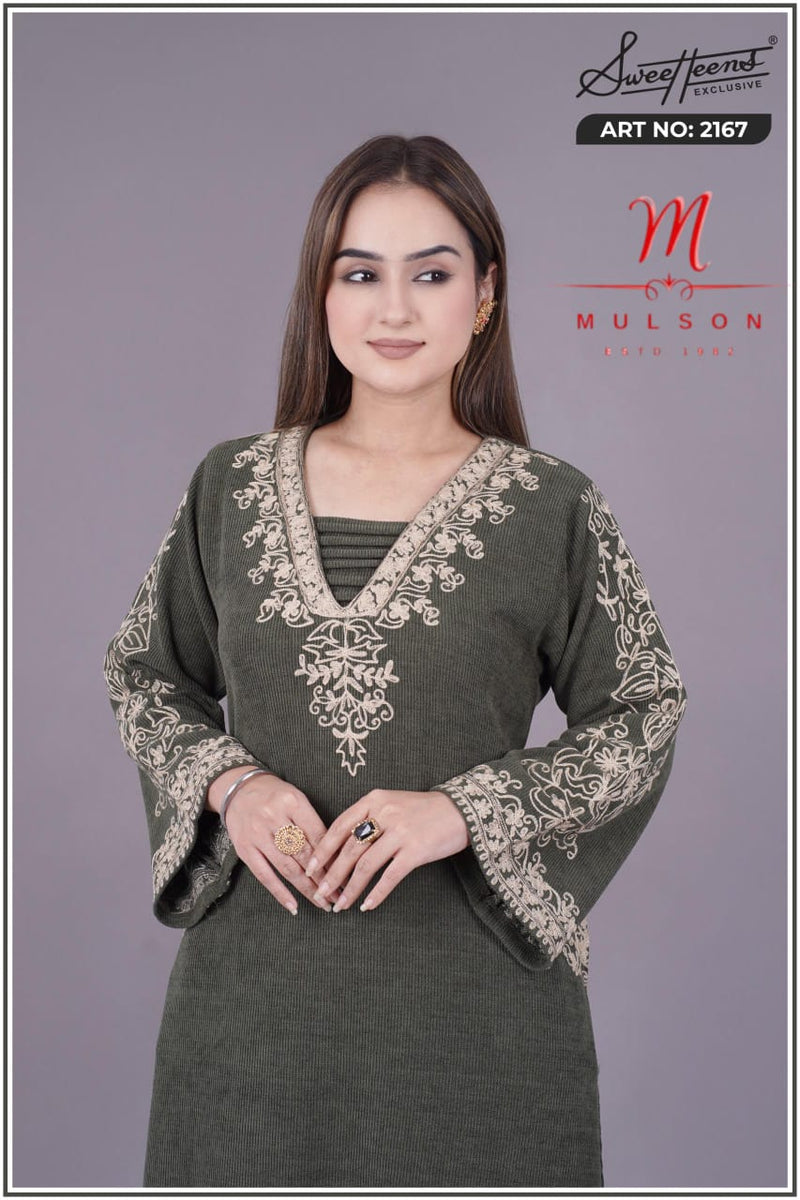 Elegant navy blue embroidered kurti from Sweetteens Exclusive featuring intricate golden thread work on neckline and sleeves — a perfect blend of grace and style for festive and party wear.”2167 swt