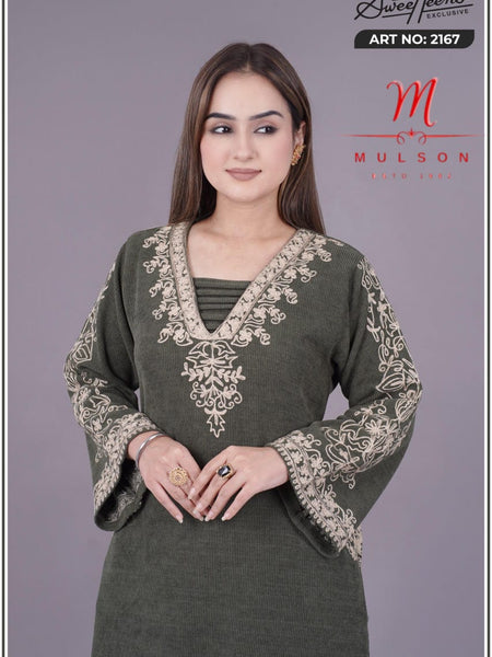 Elegant navy blue embroidered kurti from Sweetteens Exclusive featuring intricate golden thread work on neckline and sleeves — a perfect blend of grace and style for festive and party wear.”2167 swt