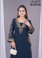 Elegant navy blue embroidered kurti from Sweetteens Exclusive featuring intricate golden thread work on neckline and sleeves — a perfect blend of grace and style for festive and party wear.”2167 swt