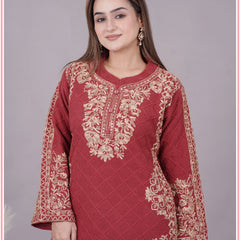 ELEGANT EMBROIDERY KURTI FROM SWEETTEENS EXCLUSIVE FEATURING INTRICATE GOLDEN THREAD WORK ON NECKLINE AND SLEEVES - A PERFECT BLEND OF GRACE AND STYLE FOR FESTIVE AND PARTY WEAR.SWT 2163.