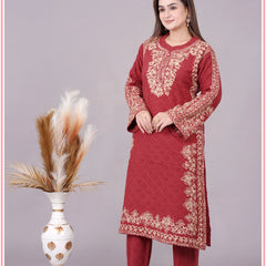 ELEGANT EMBROIDERY KURTI FROM SWEETTEENS EXCLUSIVE FEATURING INTRICATE GOLDEN THREAD WORK ON NECKLINE AND SLEEVES - A PERFECT BLEND OF GRACE AND STYLE FOR FESTIVE AND PARTY WEAR.SWT 2163.