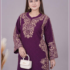 ELEGANT EMBROIDERY KURTI FROM SWEETTEENS EXCLUSIVE FEATURING INTRICATE GOLDEN THREAD WORK ON NECKLINE AND SLEEVES - A PERFECT BLEND OF GRACE AND STYLE FOR FESTIVE AND PARTY WEAR.SWT 2163.