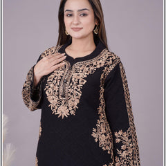 ELEGANT EMBROIDERY KURTI FROM SWEETTEENS EXCLUSIVE FEATURING INTRICATE GOLDEN THREAD WORK ON NECKLINE AND SLEEVES - A PERFECT BLEND OF GRACE AND STYLE FOR FESTIVE AND PARTY WEAR.SWT 2163.