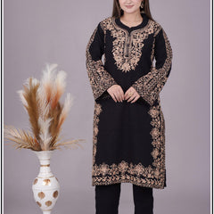 ELEGANT EMBROIDERY KURTI FROM SWEETTEENS EXCLUSIVE FEATURING INTRICATE GOLDEN THREAD WORK ON NECKLINE AND SLEEVES - A PERFECT BLEND OF GRACE AND STYLE FOR FESTIVE AND PARTY WEAR.SWT 2163.