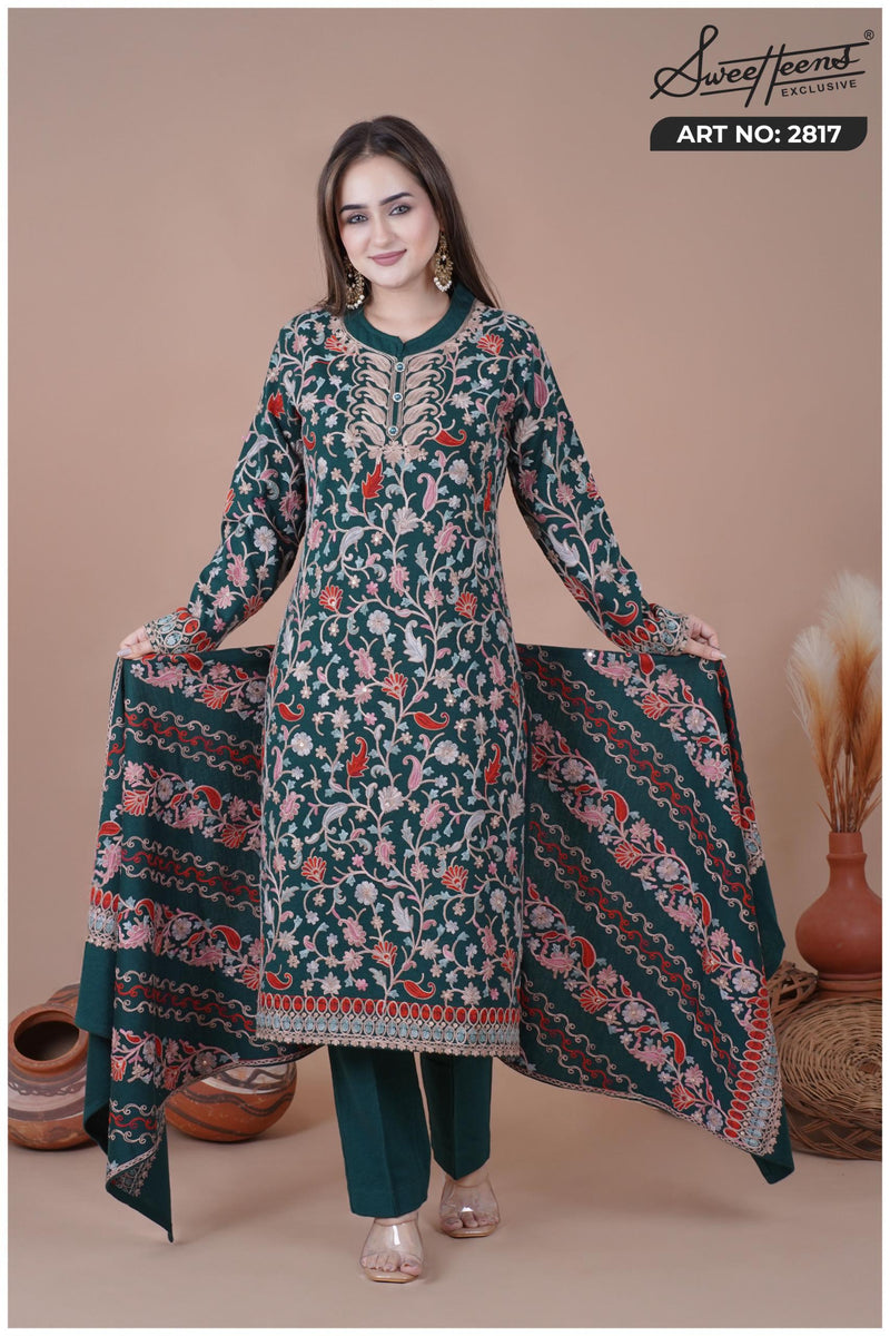 ELEGENT KURTI SET EMBROIDERY KURTI FROM SWEETTEENS EXCLUSIVE FEATURING INTRICATE GOLDEN THREAD WORK ON NECKLINE AND SLEEVES-A PERFECT BLEND OF GRACE AND STYLE FOR FESTIVE AND PARTY WEAR. SWT 2817.