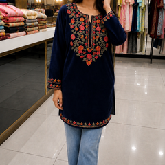 Women’s Mustard Yellow Floral Embroidered Straight Kurta