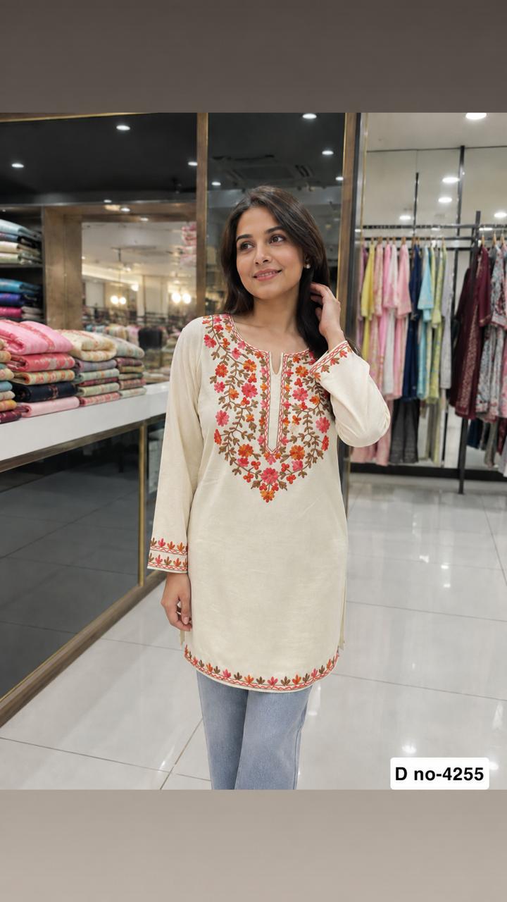 Women’s Mustard Yellow Floral Embroidered Straight Kurta