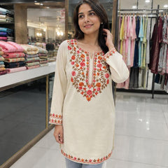 Women’s Mustard Yellow Floral Embroidered Straight Kurta