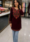 Women’s Mustard Yellow Floral Embroidered Straight Kurta