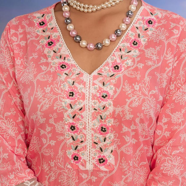 Peach colour Kurta Set with Dupatta