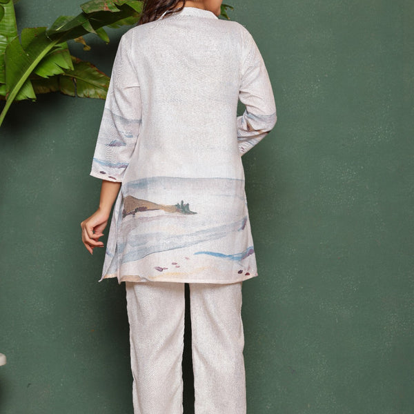 Printed Kurti & Pants Set Mulson Pastel Abstract Printed Kurti & Pants Set