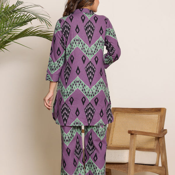 Printed Cord Set Mulson Purple & Green