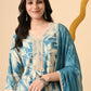 Women Cotton kurta Mulson Teal Blue Flower print