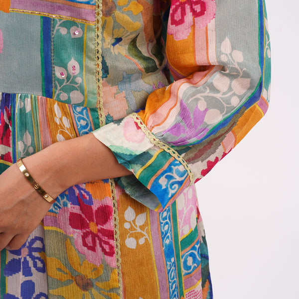 A-Line dress Multicolour Floral Pattern For Women