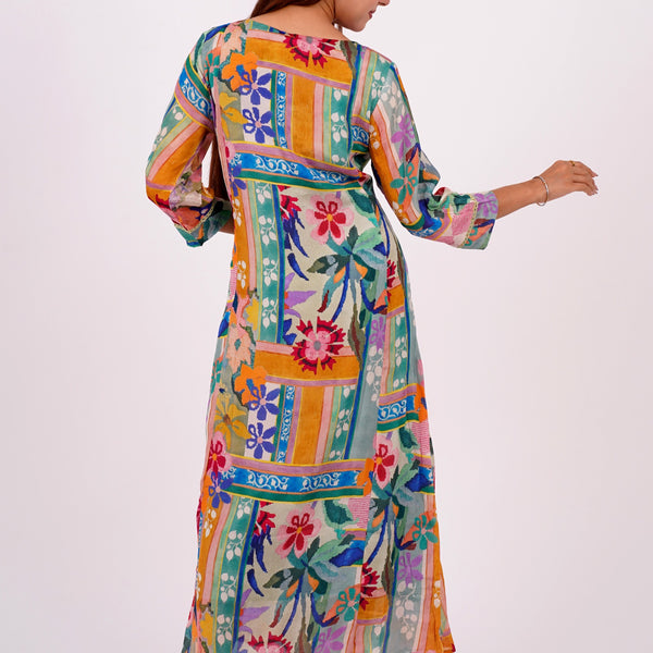 A-Line dress Multicolour Floral Pattern For Women