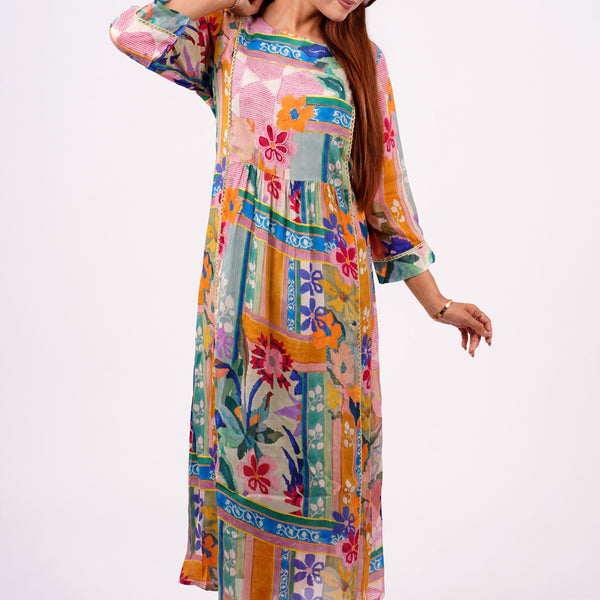 A-Line dress Multicolour Floral Pattern For Women
