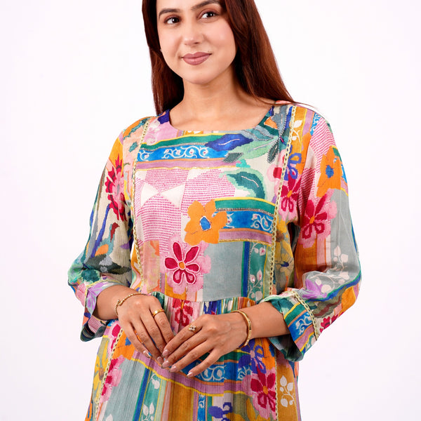 A-Line dress Multicolour Floral Pattern For Women