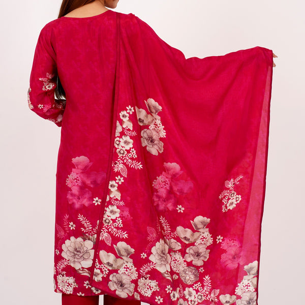 Red kurta Floral Set For Women