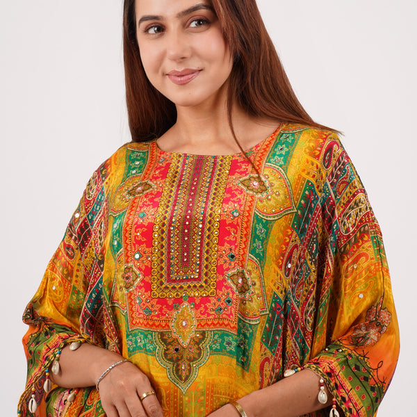 Kaftan Multicolor Kurta Set For Women