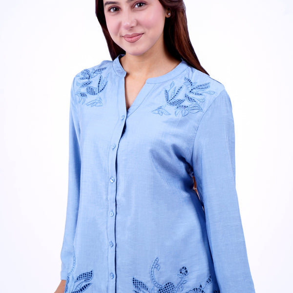 Cotton Shirt With Cutwork Embroidery