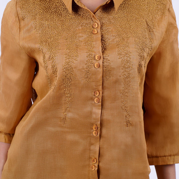 Textured Shirt With Embroidery For Women