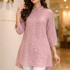 Mulson Ethereal Line Embroidered Tops