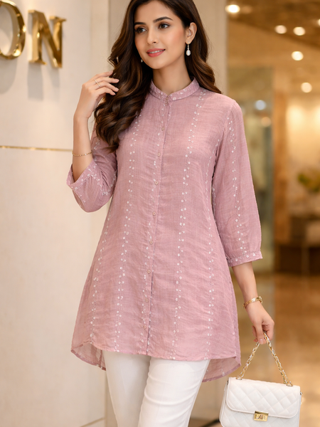 Mulson Ethereal Line Embroidered Tops